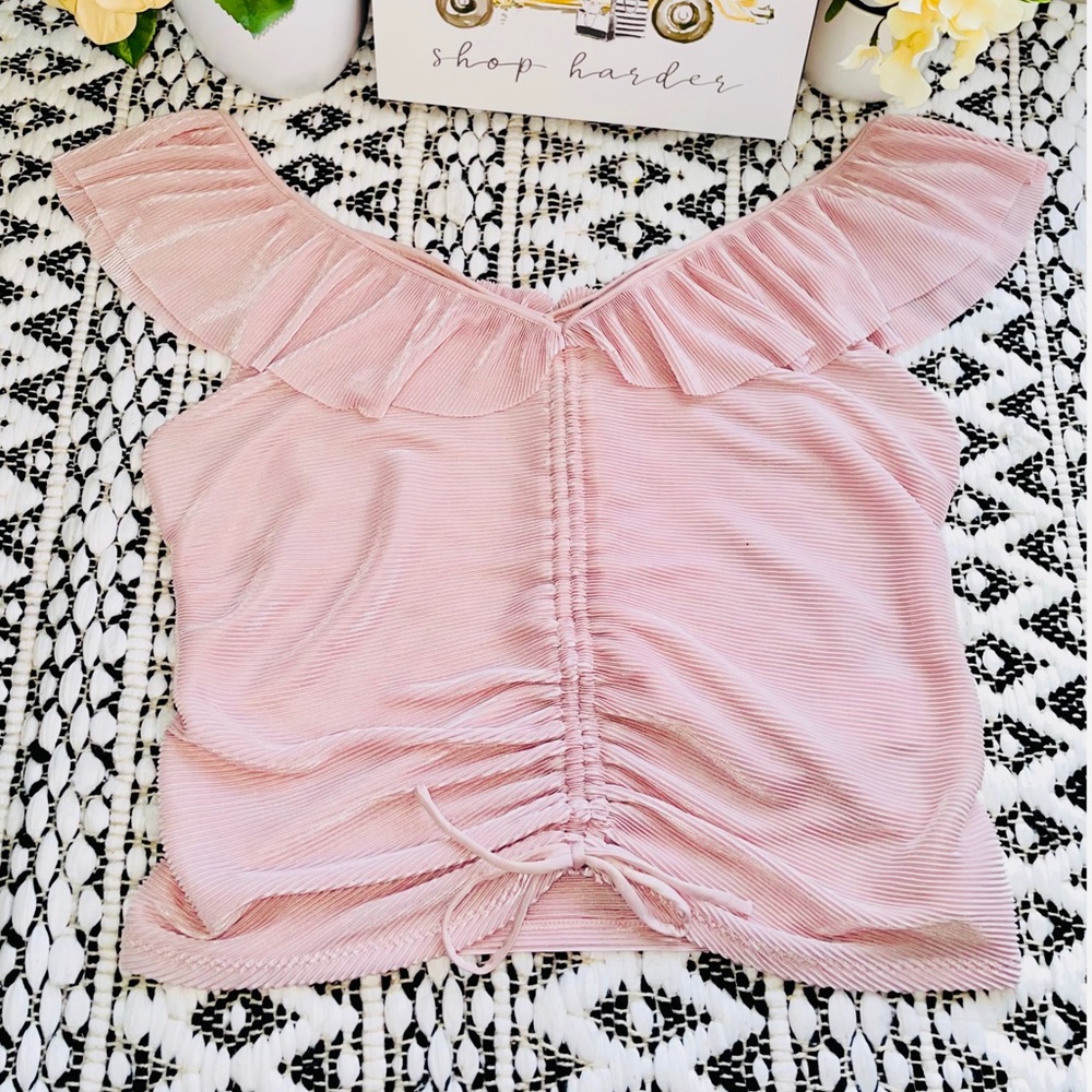 EXPRESS pleated ruched ruffle blouse